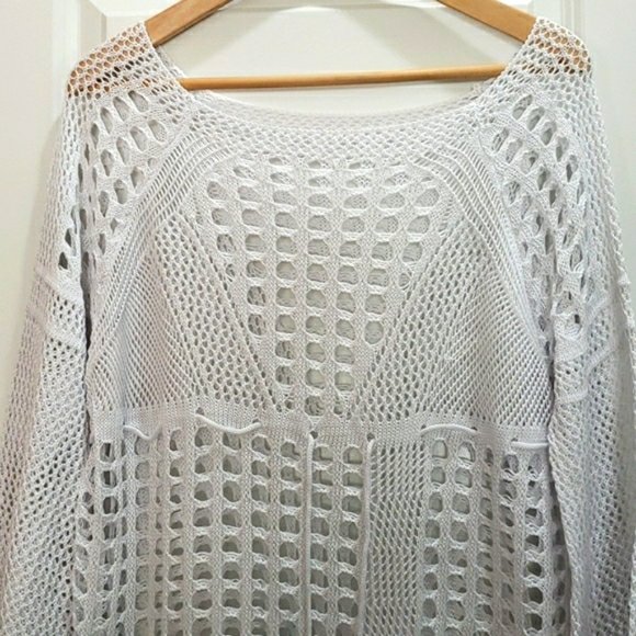 New White Chrochet Cover Up Long Dress with Slit - Picture 6 of 7